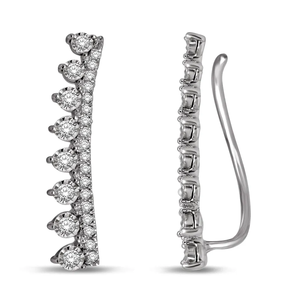 10K White Gold 0.33Ctw. Vintage Diamond Linear Earring Climber