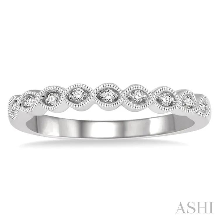 1/10 ctw Oval Lattice Round Cut Diamond Ladies Ring in 14K White Gold