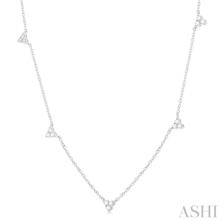 1/2 ctw Trio Round Cut Diamond Station Necklace in 14K White Gold