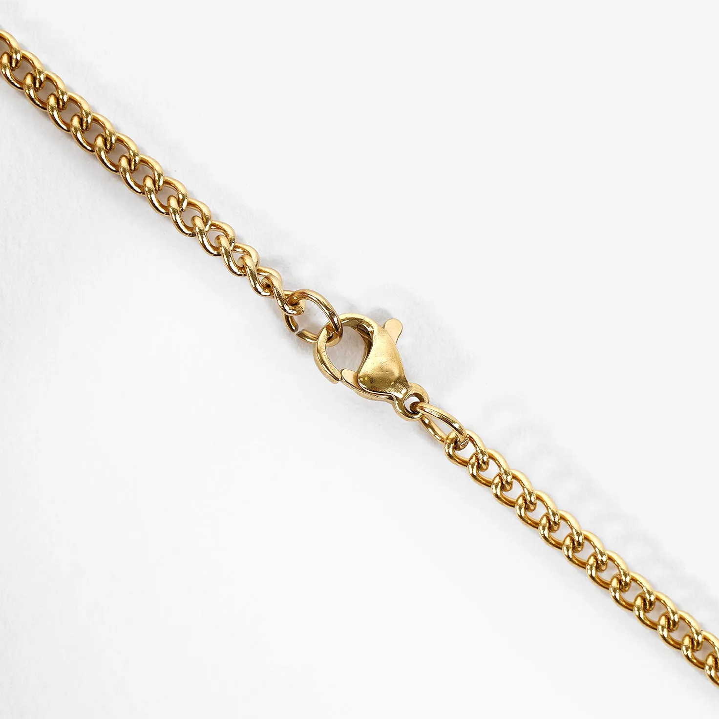 13 Number Pendant with Chain Necklace - Gold Plated Stainless Steel