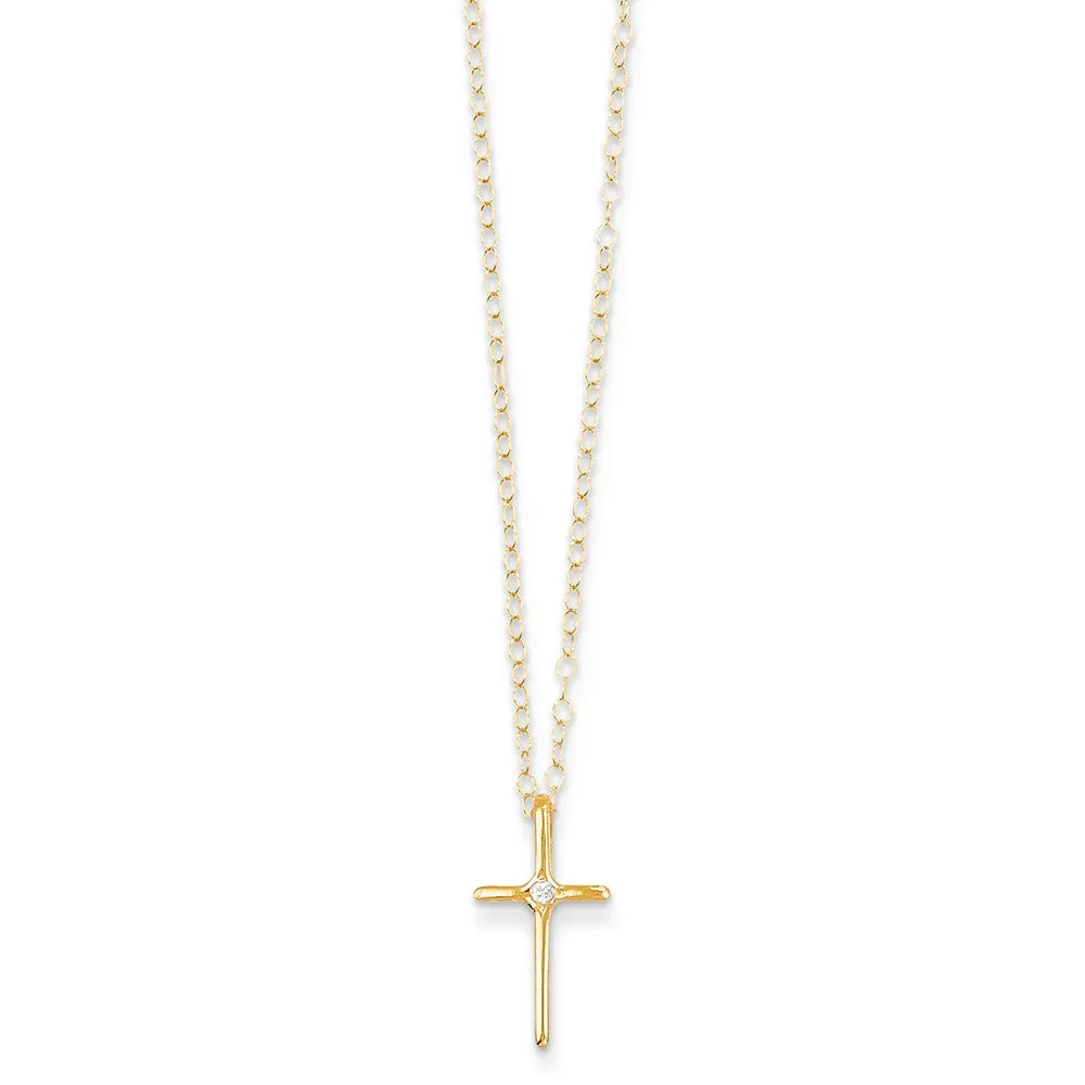 14K Gold Diamond Cross Necklace with Natural Elegance by Sophia Jewelers