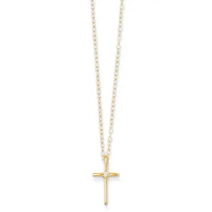 14K Gold Diamond Cross Necklace with Natural Elegance by Sophia Jewelers