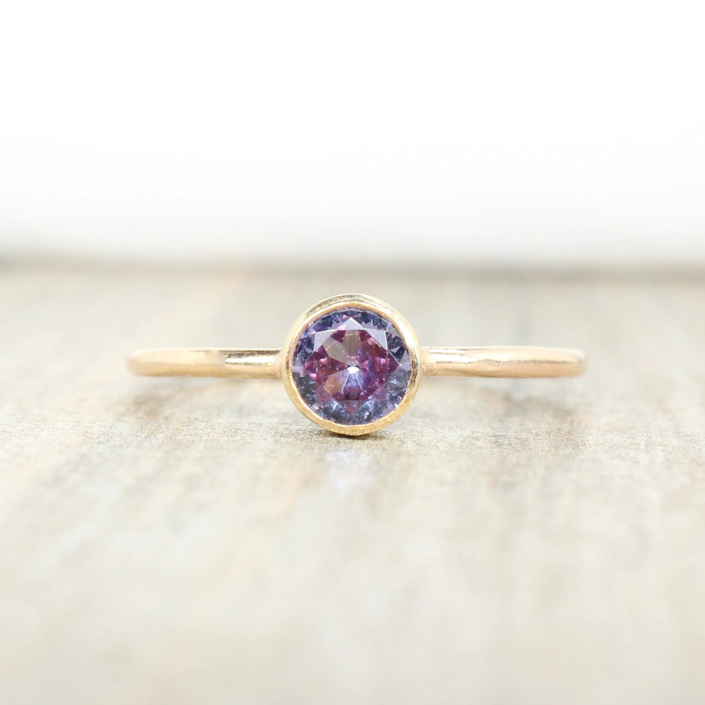 14K Gold Filled Gold Lab Alexandrite Stacking Ring