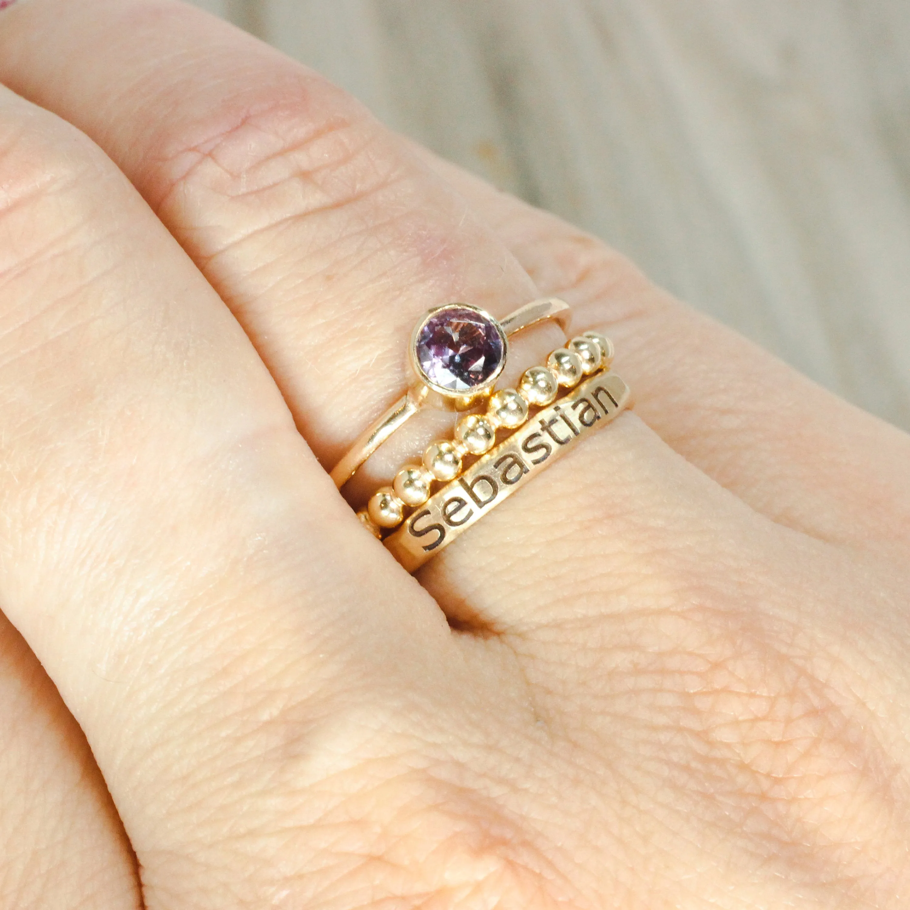 14K Gold Filled Gold Lab Alexandrite Stacking Ring