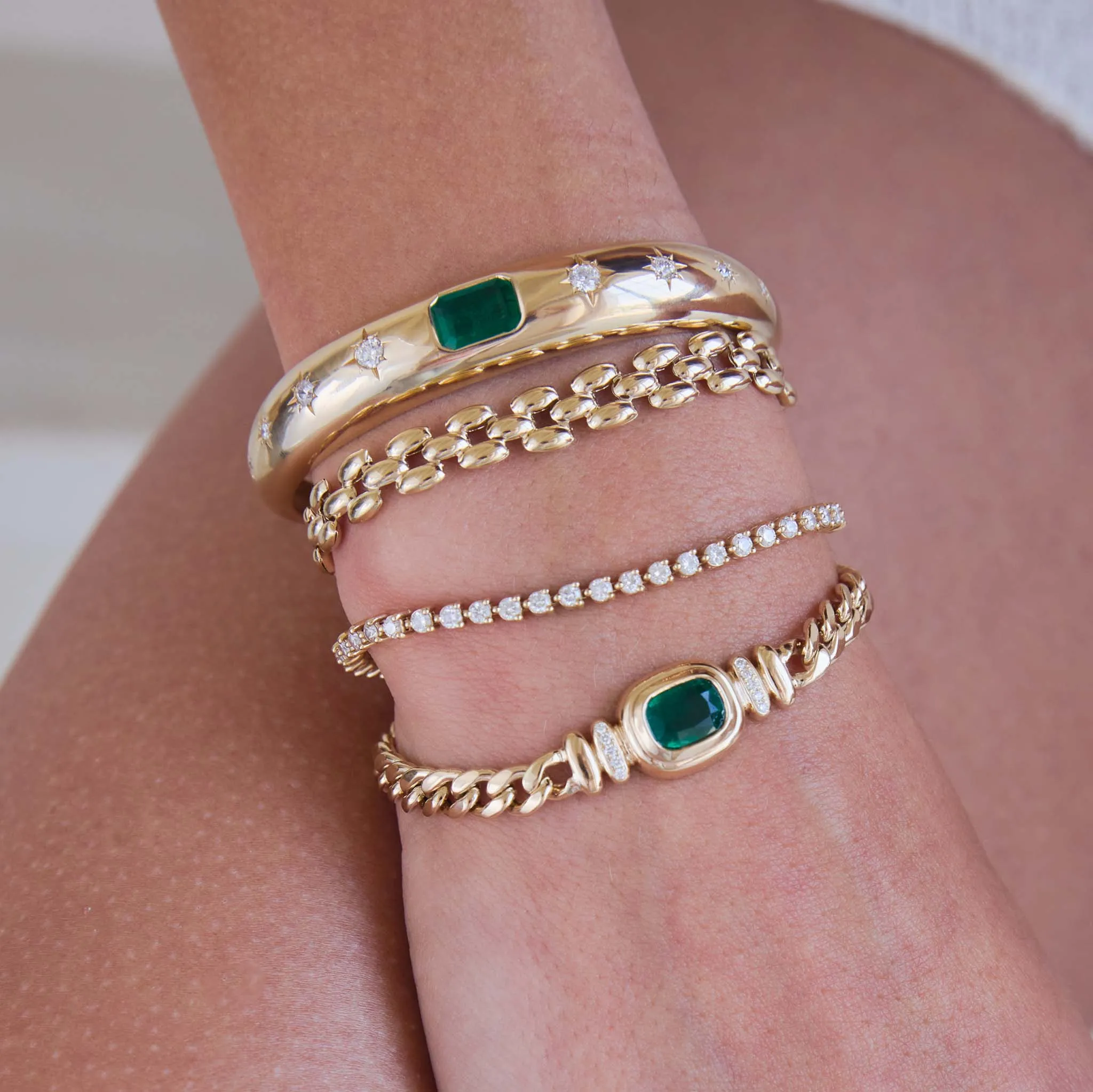 14k Gold Medium Panther Chain Bracelet