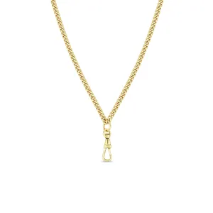 14k Gold Small Curb Chain Necklace with Fob Clasp Drop
