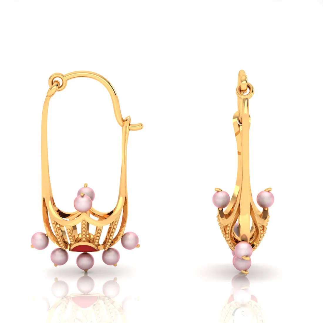 14k Intricate Gold Earrings With Unique Design