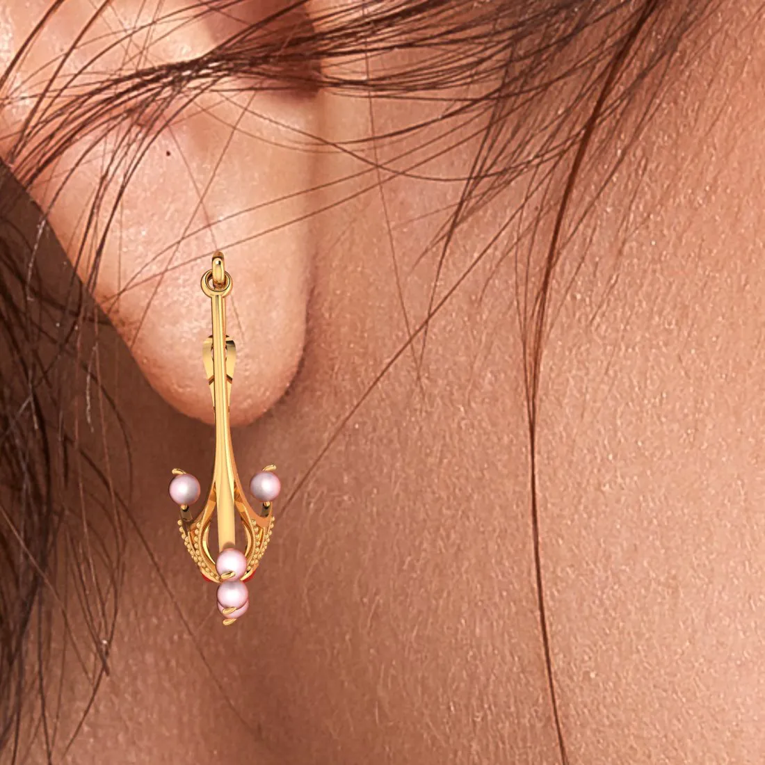 14k Intricate Gold Earrings With Unique Design