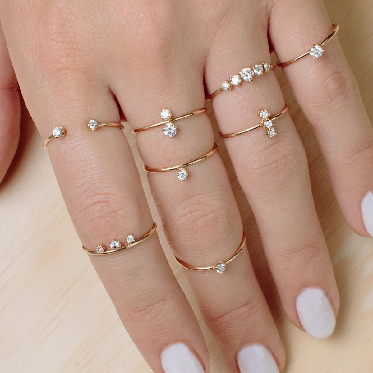 14k prong diamond stacked ring