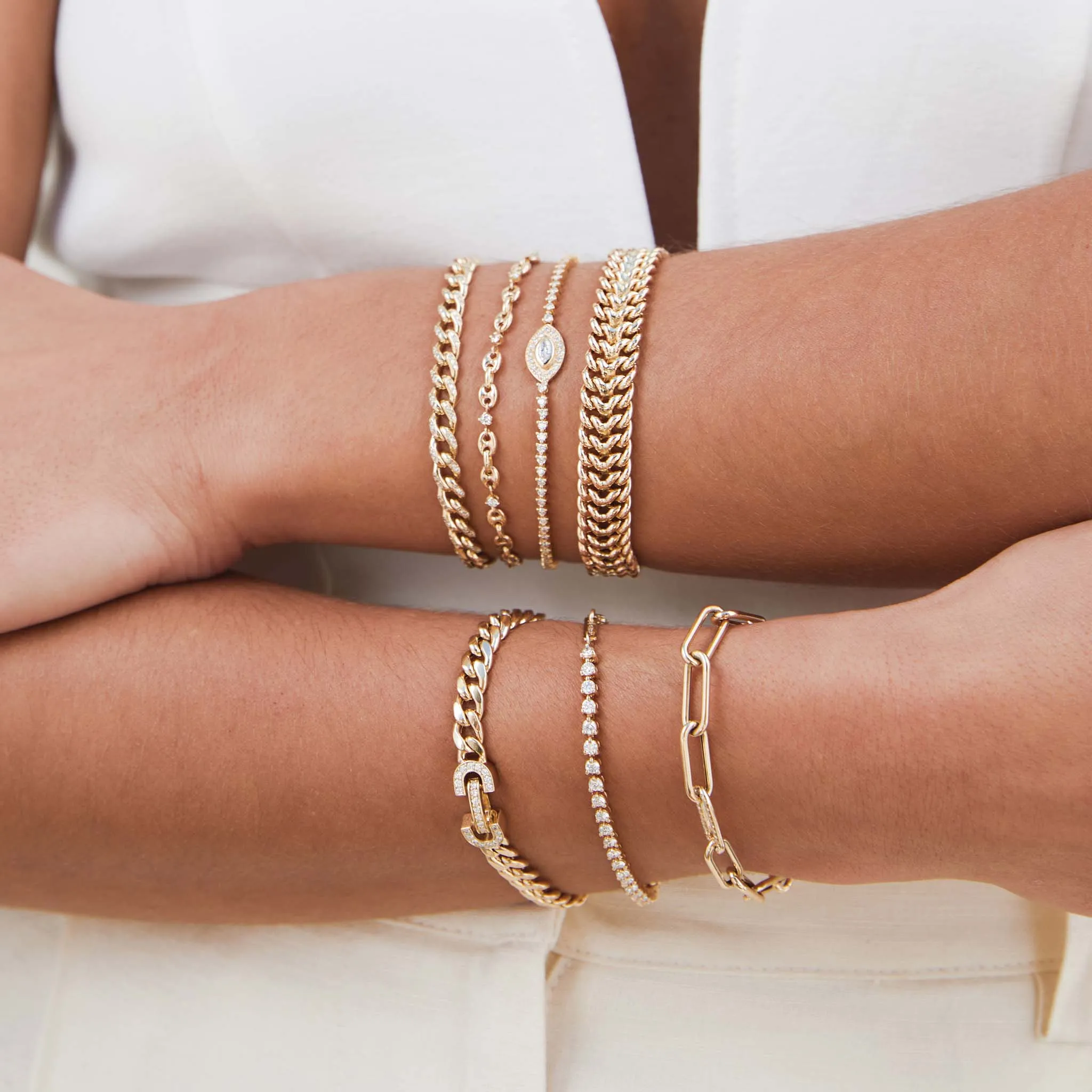 14k Single Pavé Diamond Link Large Paperclip Chain Bracelet