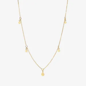 14K Solid Gold Dainty Moon & Star Choker Necklace
