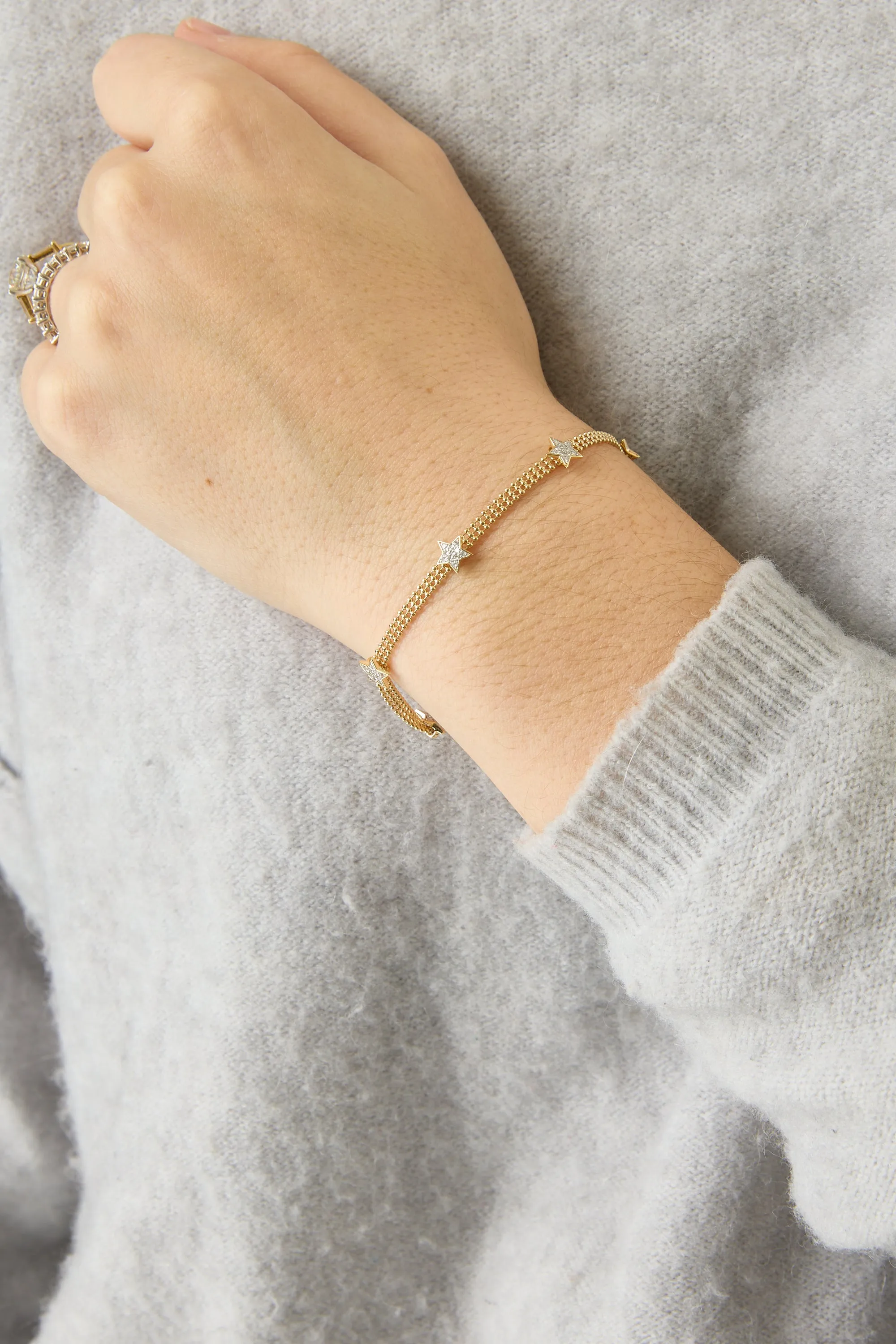 14KYW Pave Star Bracelet