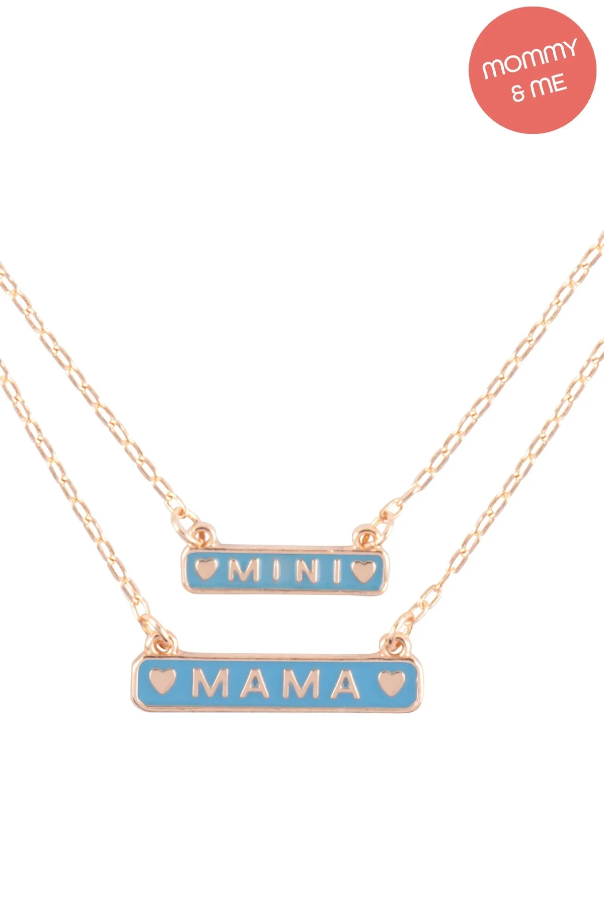 14" "MINI" W/ 16" "MAMA" 2 SET OVAL COLOR LAYERED NECKLACE