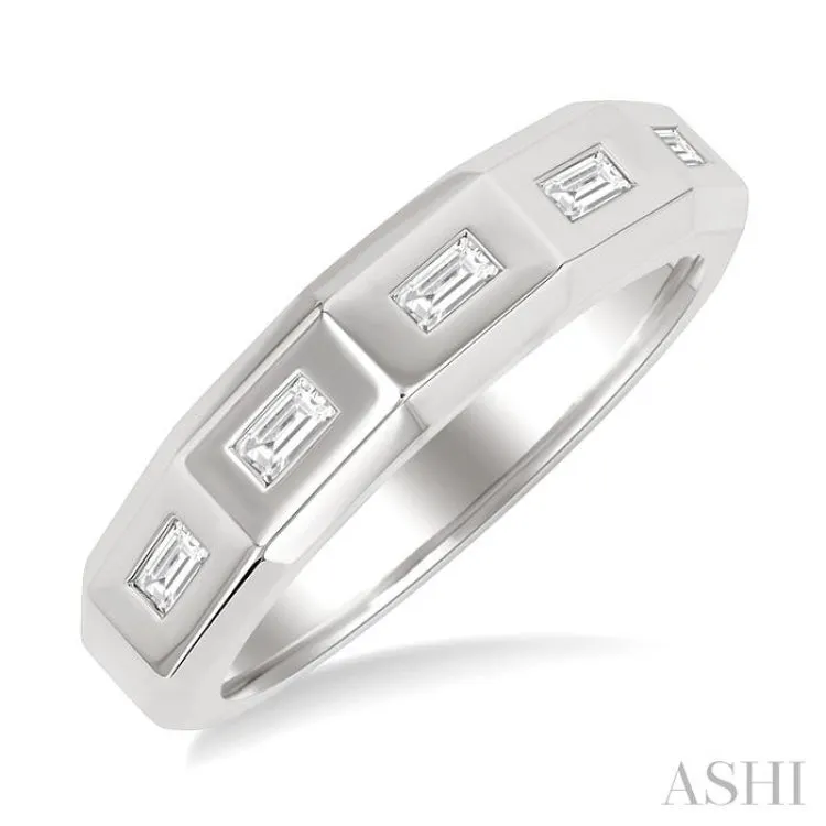 1/6 ctw Geometric Shape Emerald Cut Diamond Fashion Band in 14K White Gold