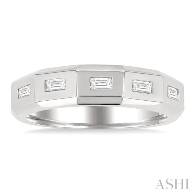 1/6 ctw Geometric Shape Emerald Cut Diamond Fashion Band in 14K White Gold