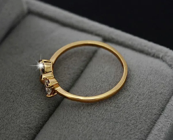17KM Jewelry | Crystal Rings Gold Color Bow Ring - Wedding Engagement Cubic Zirconia Rings For Women.