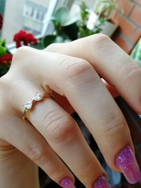 17KM Jewelry | Crystal Rings Gold Color Bow Ring - Wedding Engagement Cubic Zirconia Rings For Women.