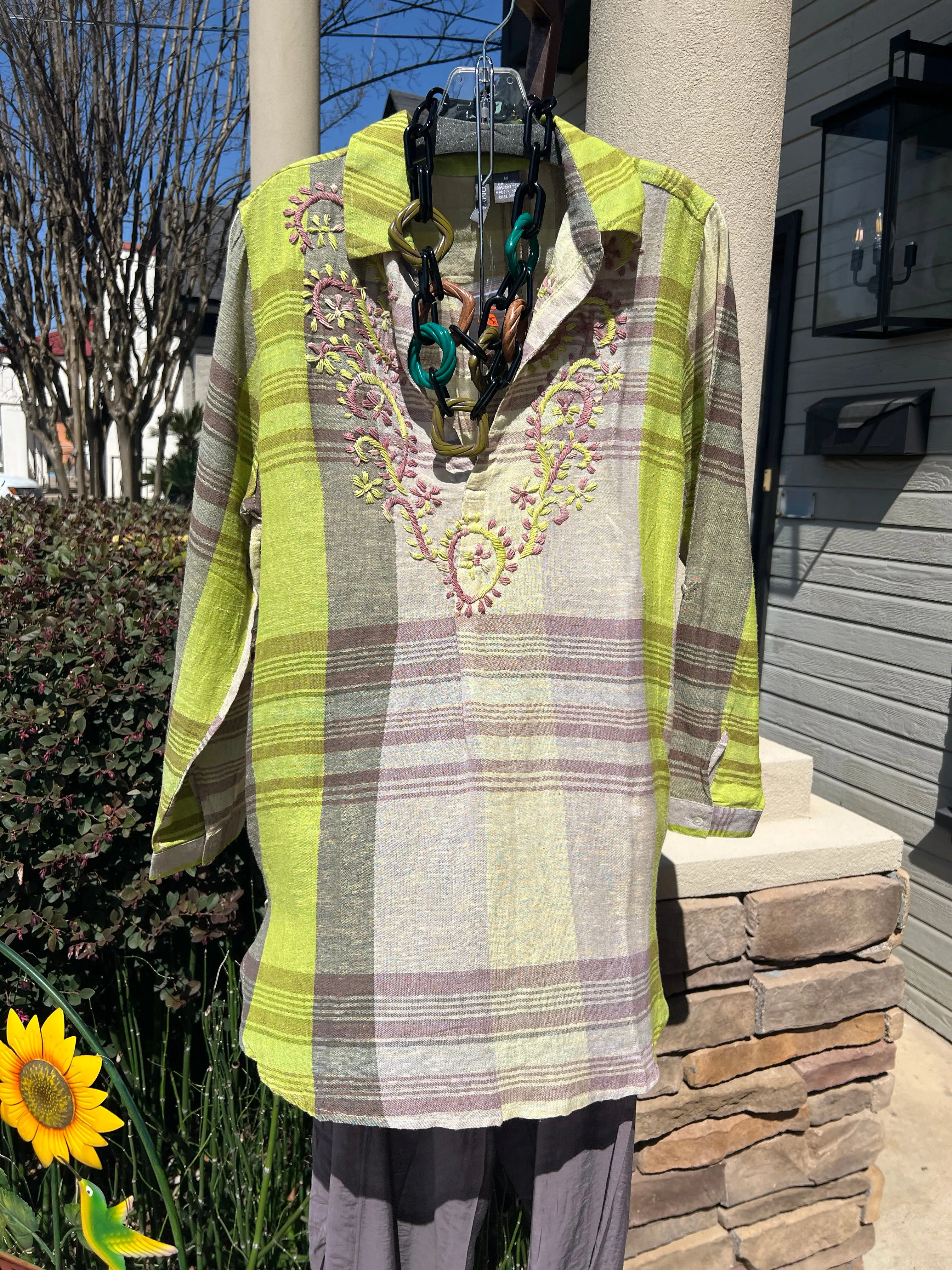 18326 Embroidered Tunic-LIme