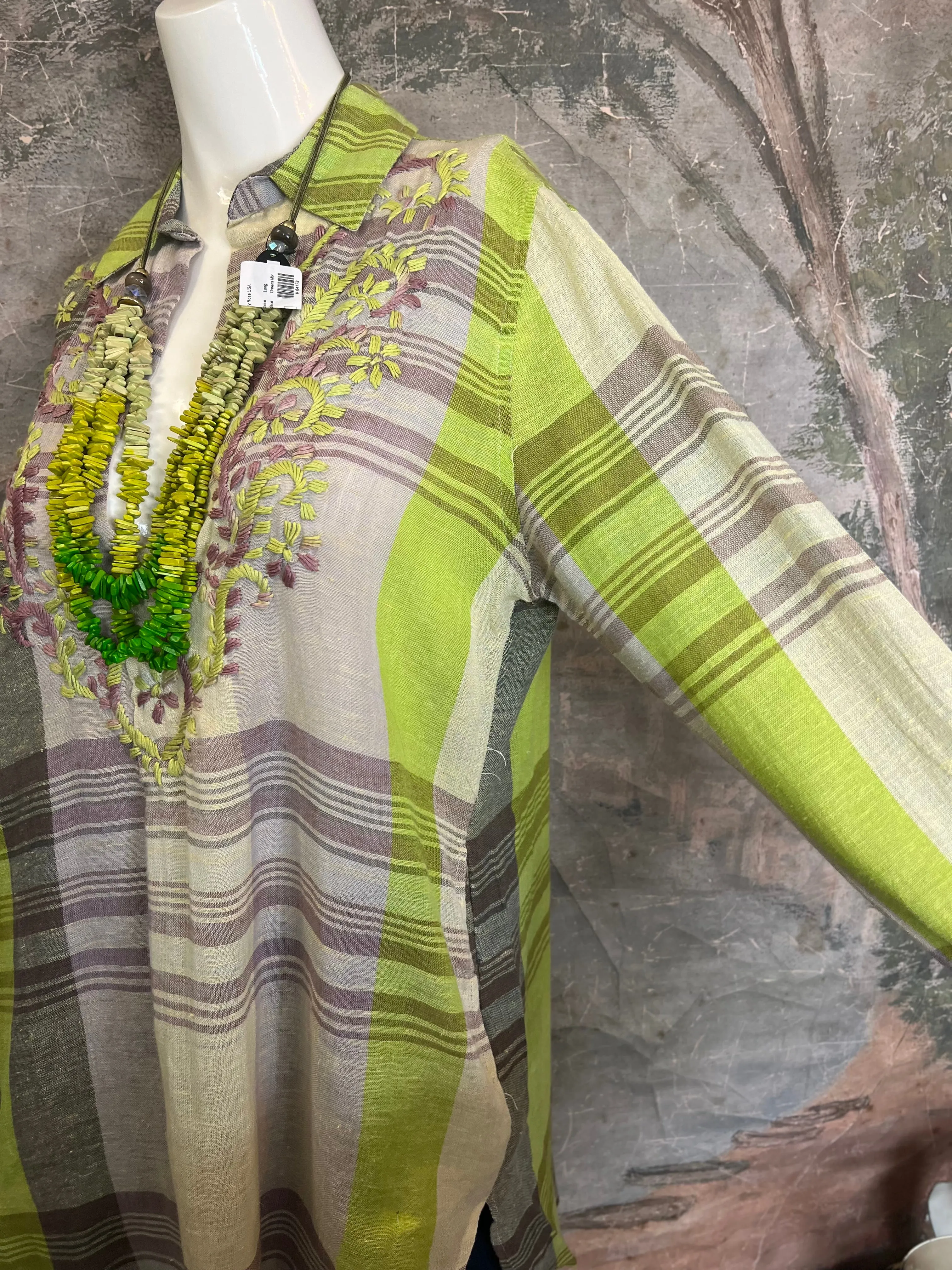 18326 Embroidered Tunic-LIme