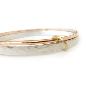 18ct rose gold and silver bangle
