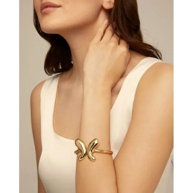 18K Gold Plated Butterfly Wings Large Bangle PUL2387ORO000M