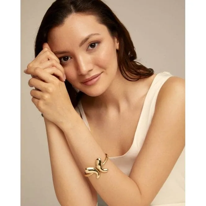 18K Gold Plated Butterfly Wings Large Bangle PUL2387ORO000M