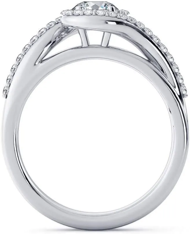 1CT Round Cut Moissanite Engagement Rings for Women for Women Platinum Plated Silver
