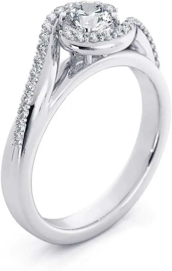 1CT Round Cut Moissanite Engagement Rings for Women for Women Platinum Plated Silver