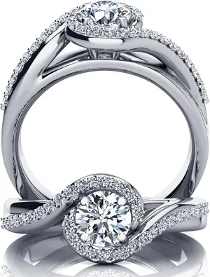 1CT Round Cut Moissanite Engagement Rings for Women for Women Platinum Plated Silver
