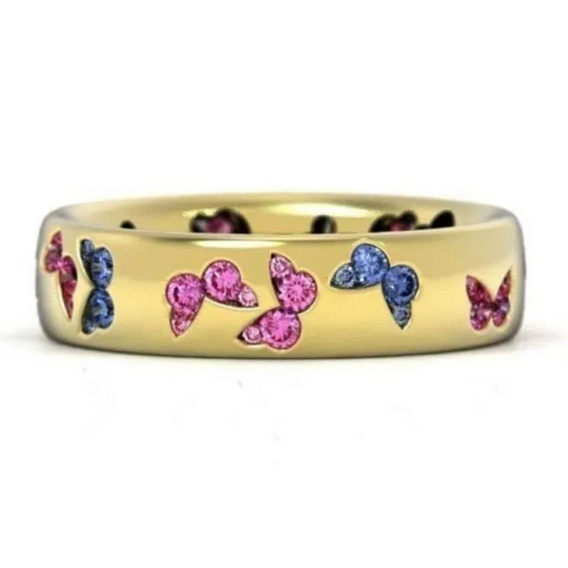 2021 Fashion Creative Butterfly Colorful Wedding Rings For Women Elegant Multicolor Zircon Glamour Ring Jewelry Girl Gift Bijoux