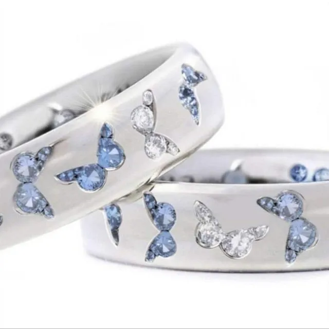 2021 Fashion Creative Butterfly Colorful Wedding Rings For Women Elegant Multicolor Zircon Glamour Ring Jewelry Girl Gift Bijoux