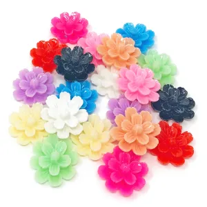20mm Resin Flower Flatbacks - Pack of 20