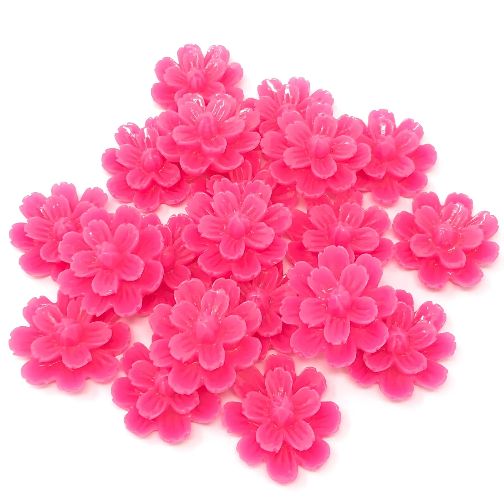 20mm Resin Flower Flatbacks - Pack of 20