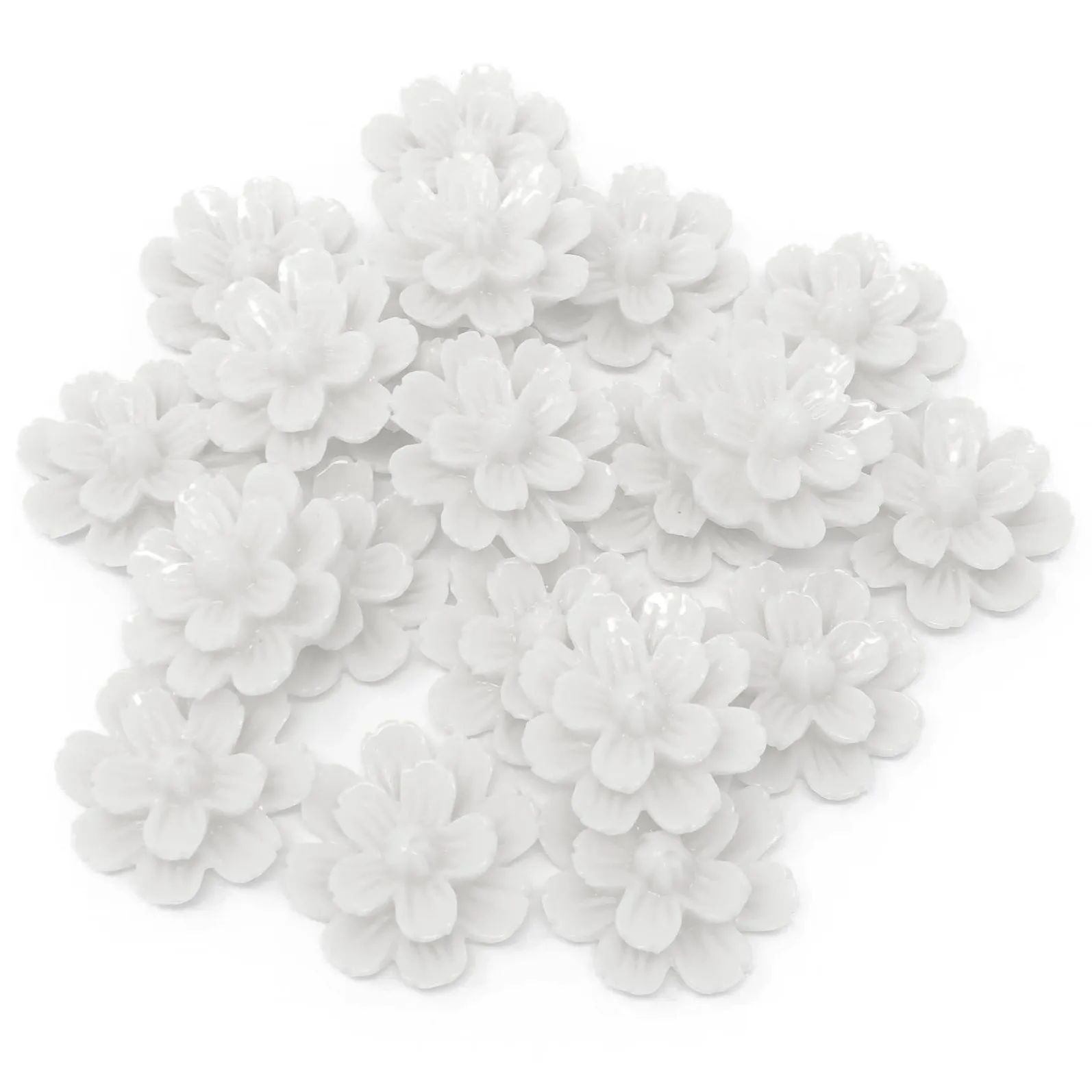 20mm Resin Flower Flatbacks - Pack of 20
