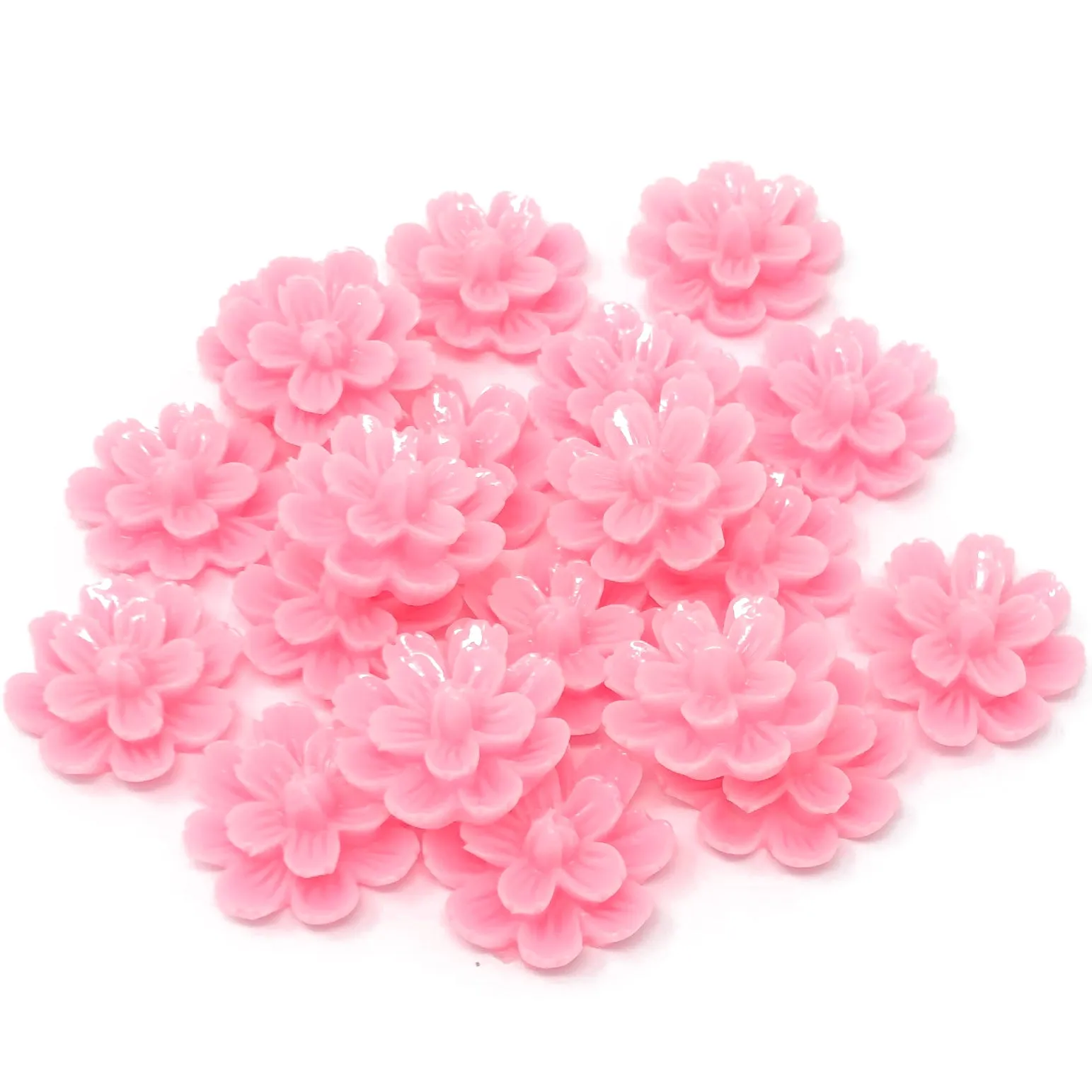 20mm Resin Flower Flatbacks - Pack of 20