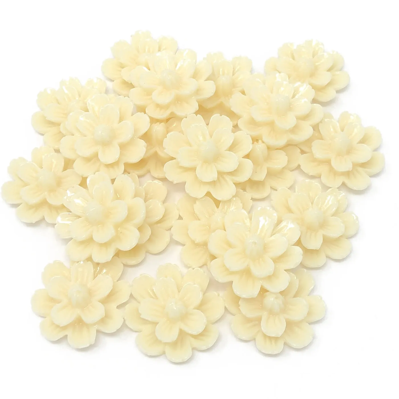 20mm Resin Flower Flatbacks - Pack of 20