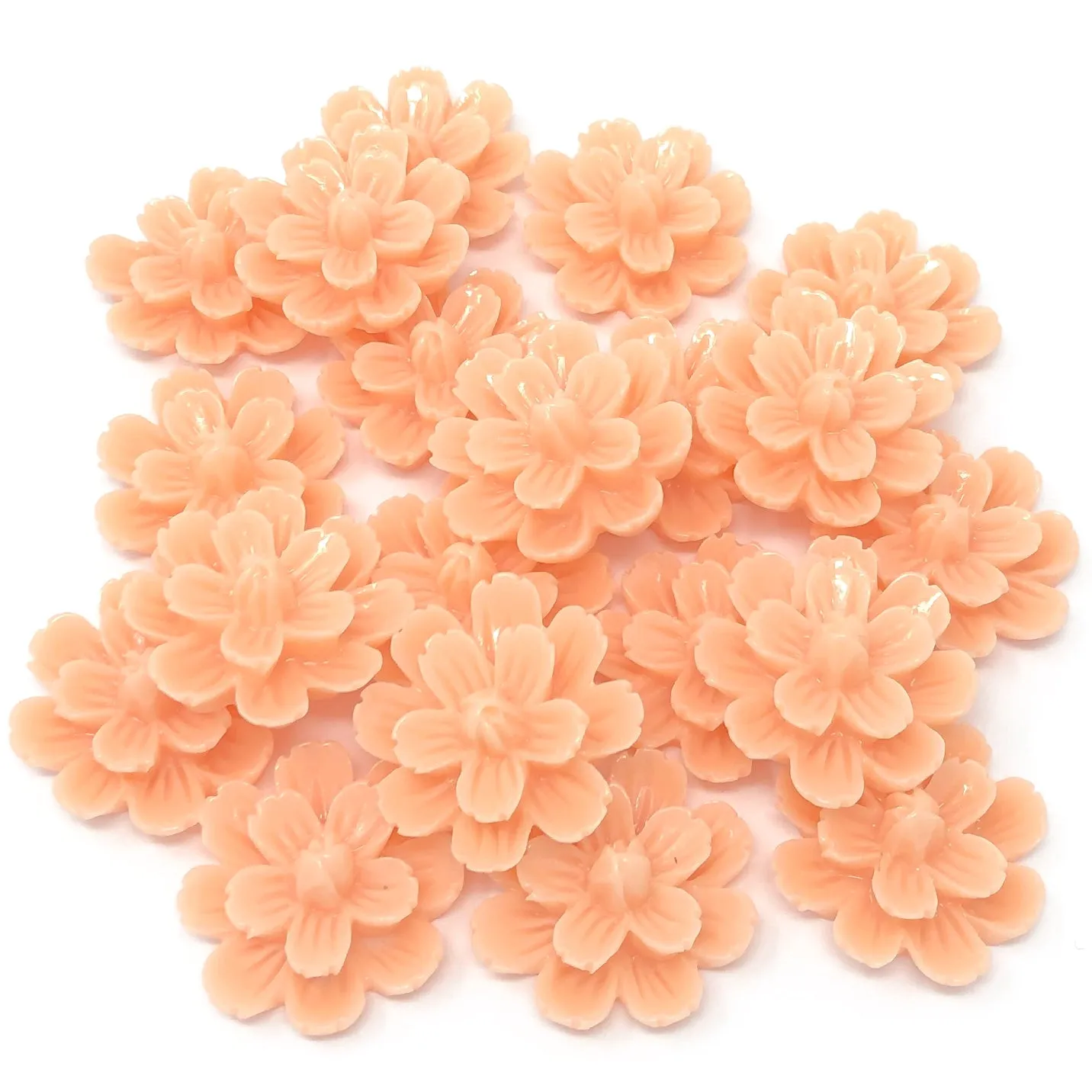 20mm Resin Flower Flatbacks - Pack of 20