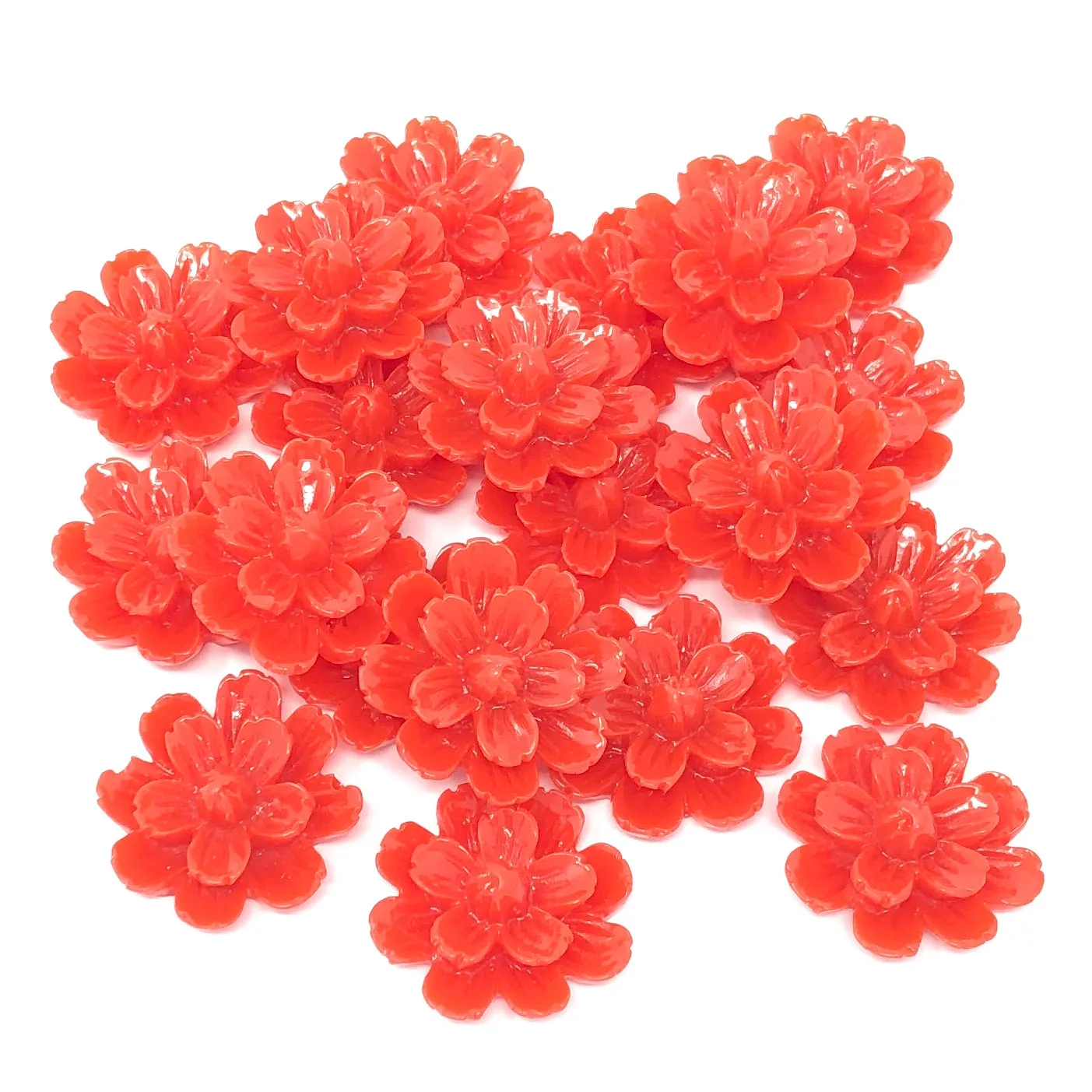 20mm Resin Flower Flatbacks - Pack of 20
