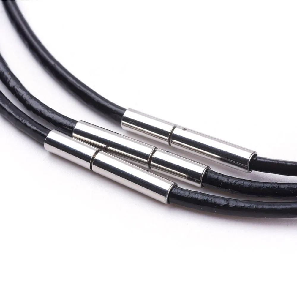 2mm Leather Necklace (40cm) - Black