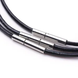 2mm Leather Necklace (40cm) - Black