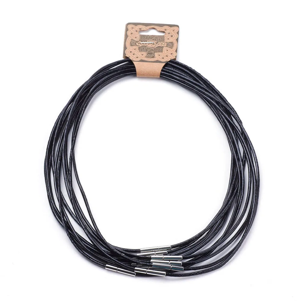 2mm Leather Necklace (40cm) - Black