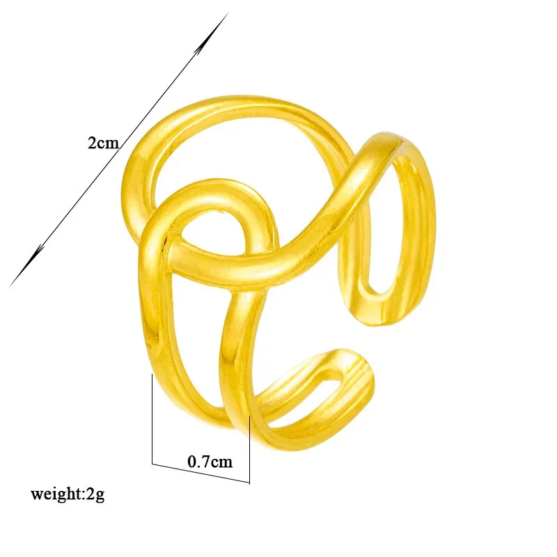 316L Stainless Steel Geometric Twist Open Ring For Women