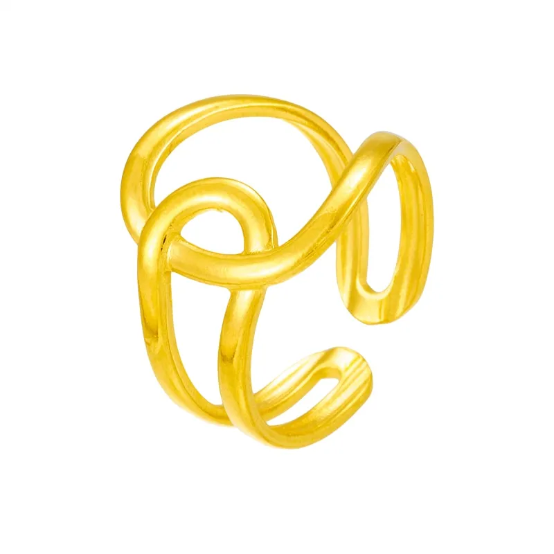 316L Stainless Steel Geometric Twist Open Ring For Women
