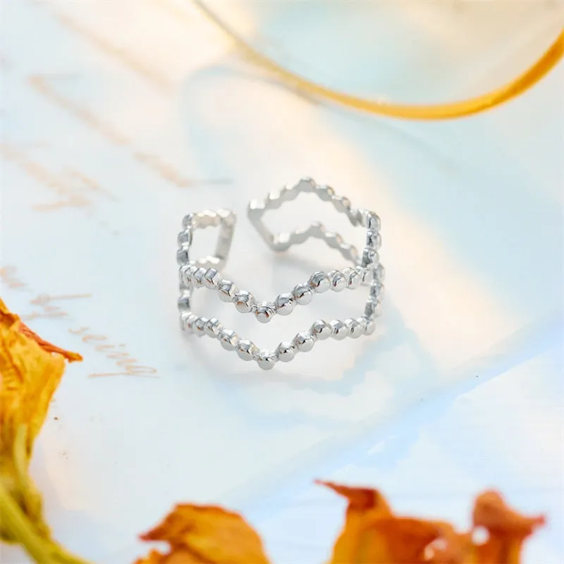 316L Stainless Steel Gold Silver Color Polygon Open Ring For Women