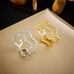 316L Stainless Steel Gold Silver Color Polygon Open Ring For Women