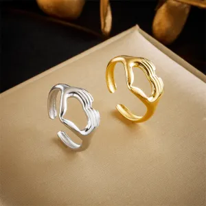 316L Stainless Steel Hands Crossed Heart Ring For Women