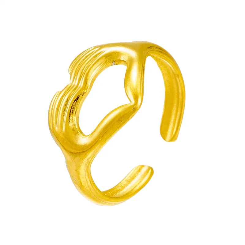 316L Stainless Steel Hands Crossed Heart Ring For Women