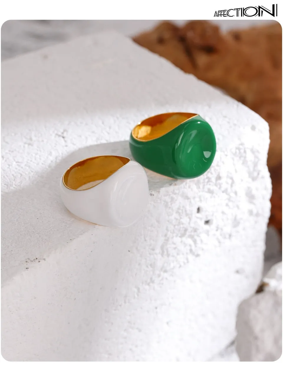 316L Stainless Steel Jewelry Trendy Green Enamel Ring