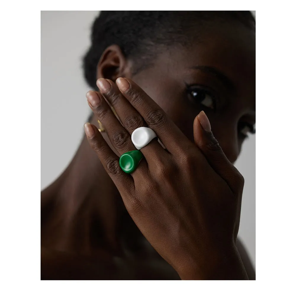 316L Stainless Steel Jewelry Trendy Green Enamel Ring