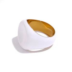 316L Stainless Steel Jewelry Trendy Green Enamel Ring